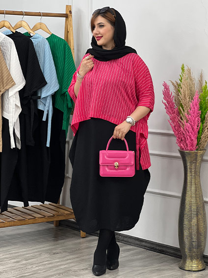  پیراهن رویه دار ثریا سرخابی 1
