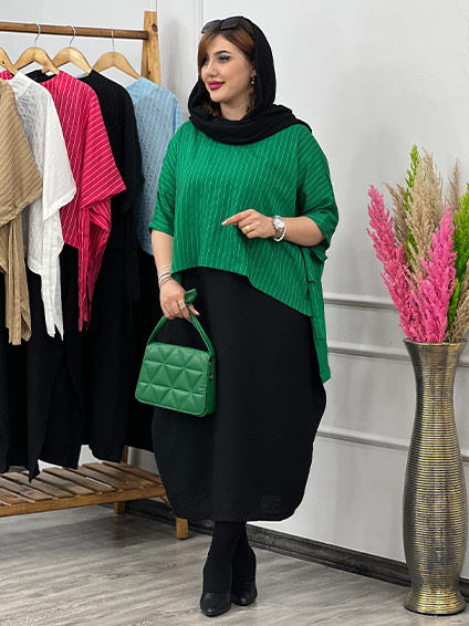  پیراهن رویه دار ثریا سبز 1