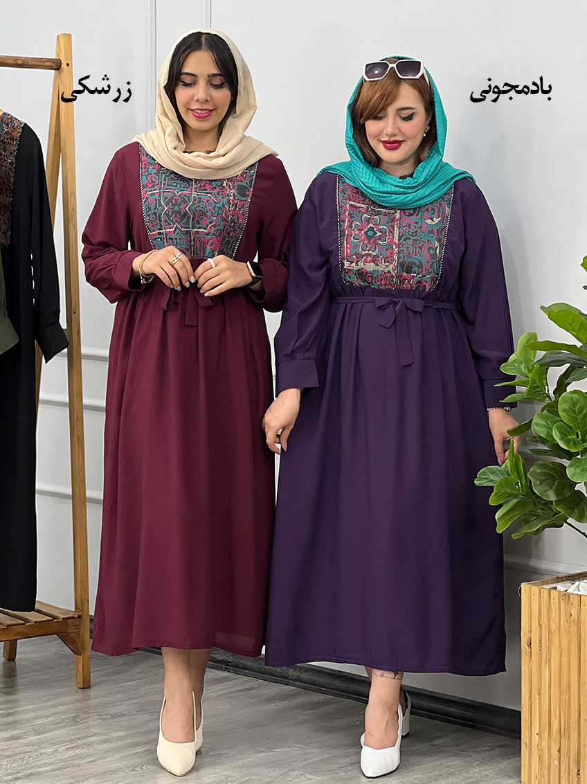 پیراهن شالیزه زرشکی 1