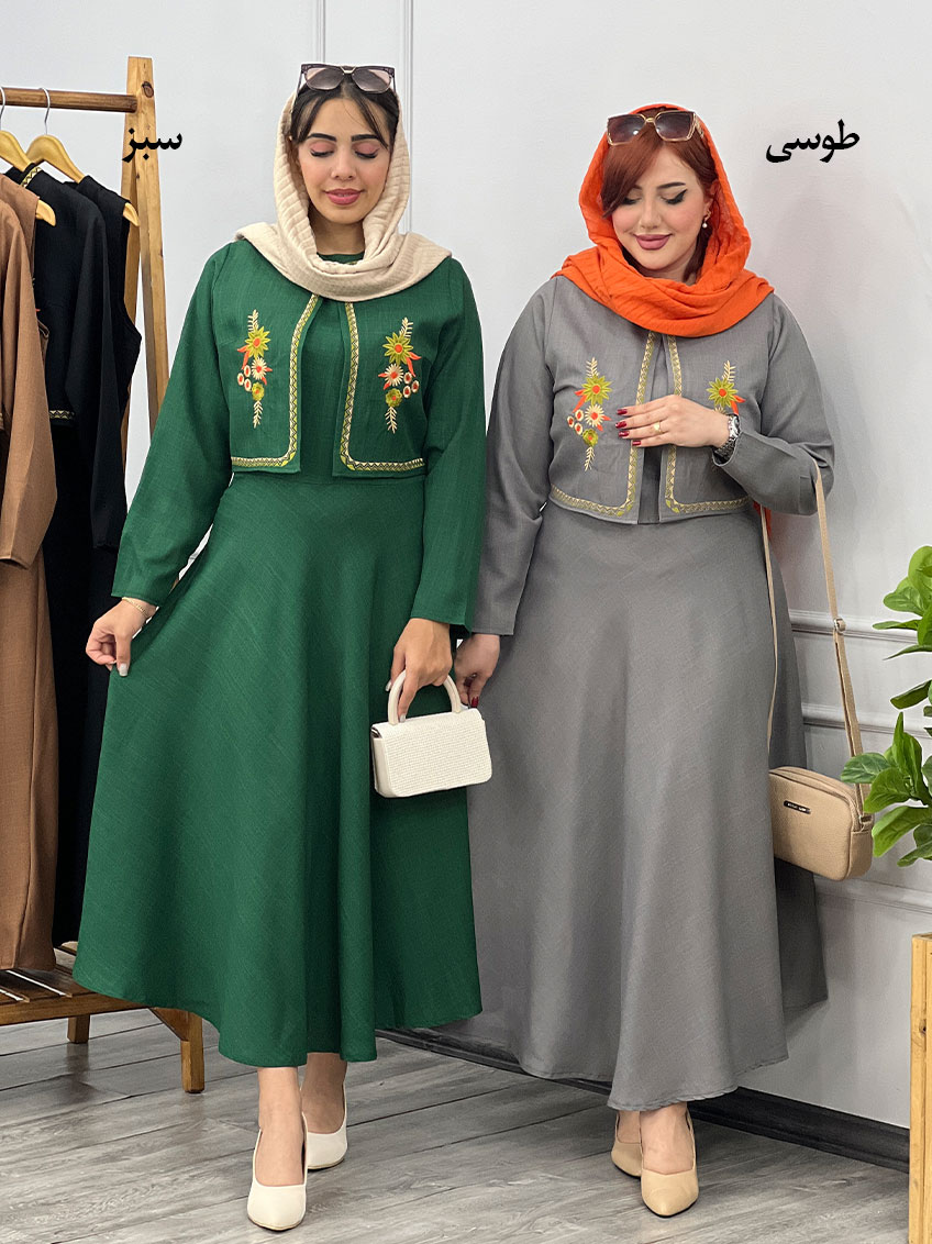 پیراهن دو تیکه پونه سبز 1