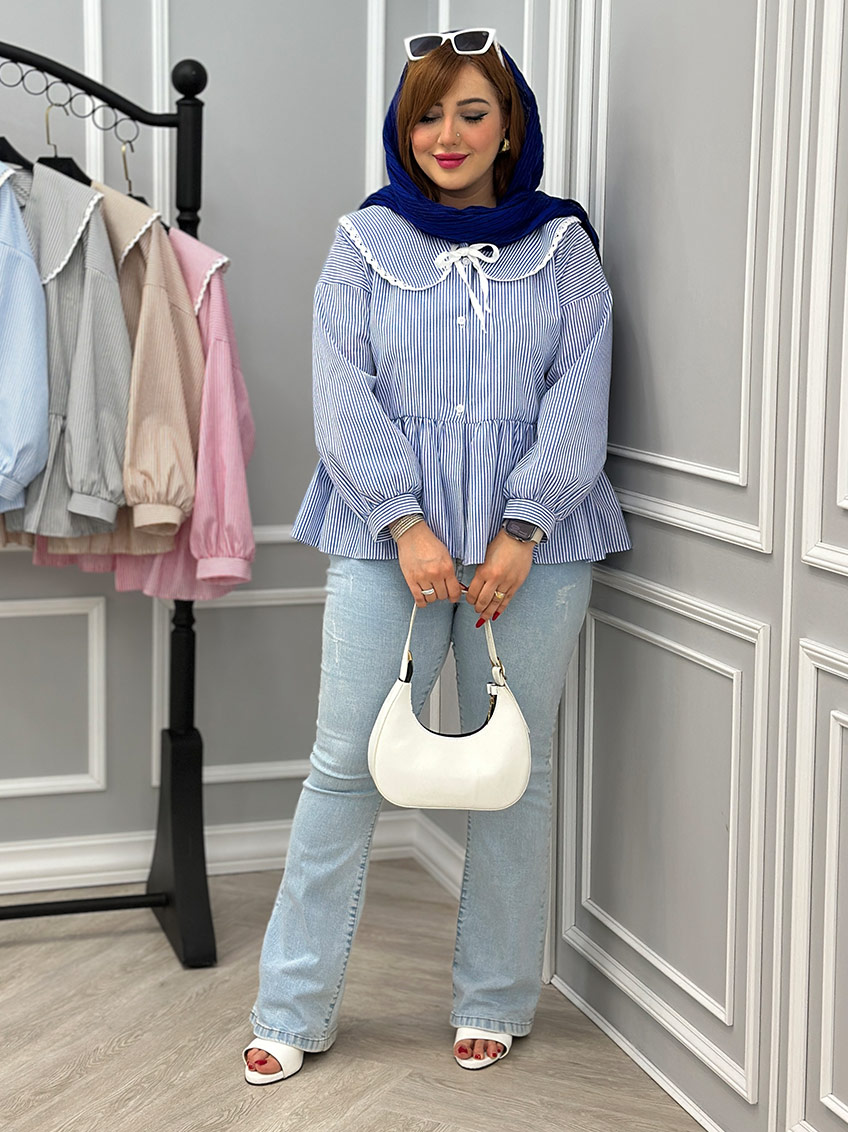 شومیز آبی تیره 1