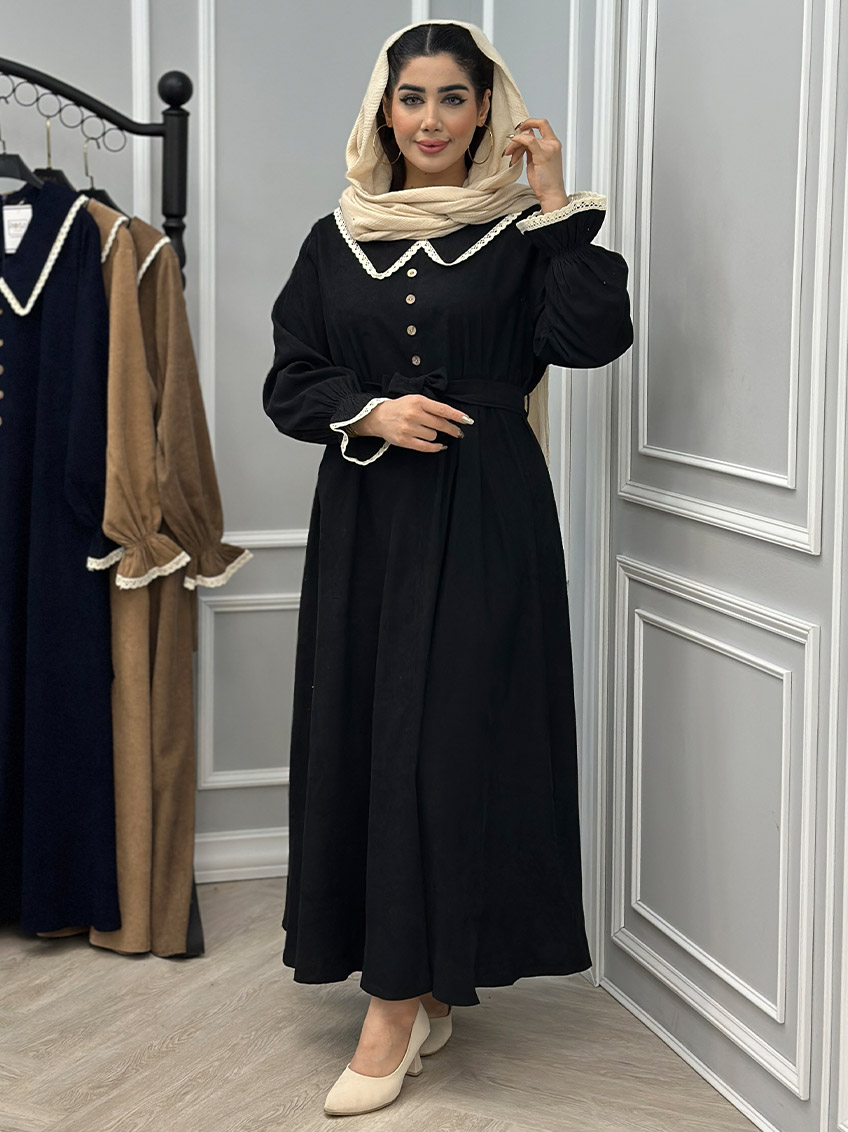 پیراهن مخمل کبریتی پرلان 1