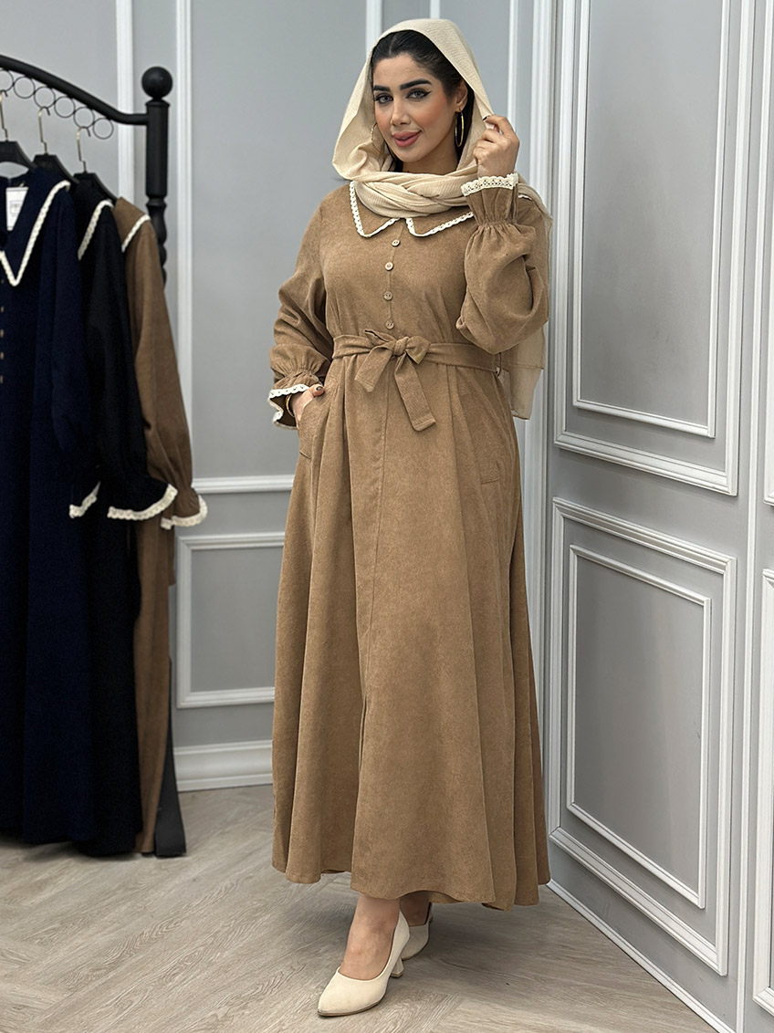 پیراهن مخمل کبریتی پرلان 1