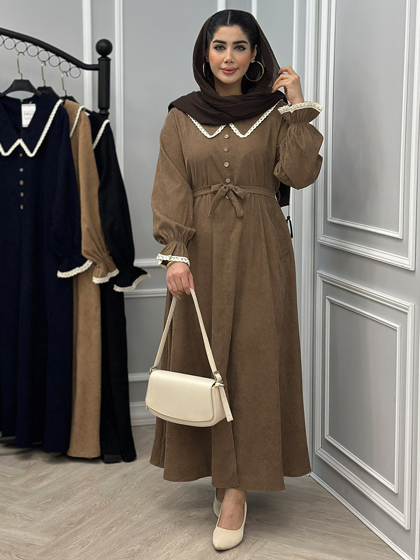 پیراهن مخمل کبریتی پرلان 1