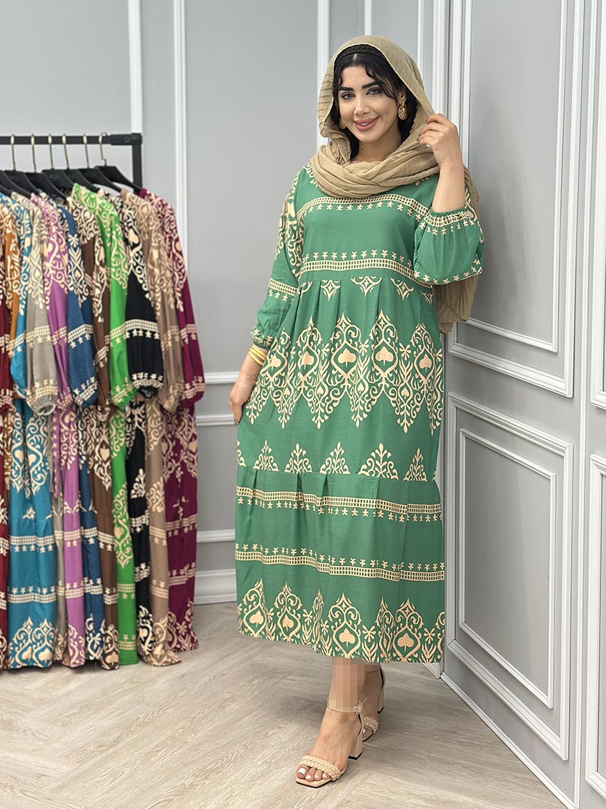 پیراهن نخی گندم 1