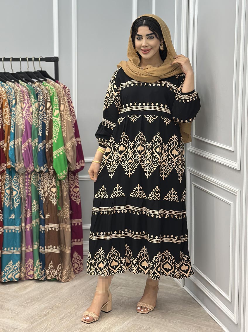 پیراهن نخی گندم 1