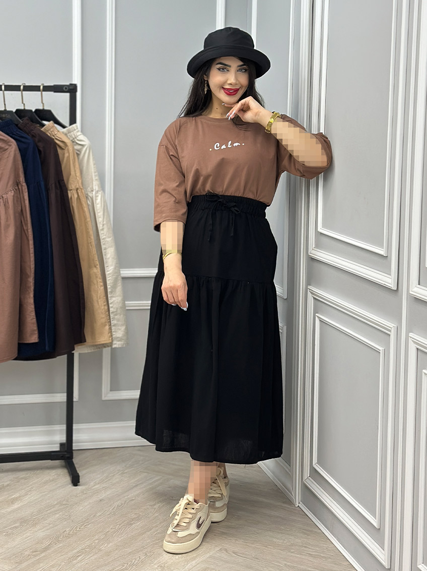 دامن لینن سیمگون  1