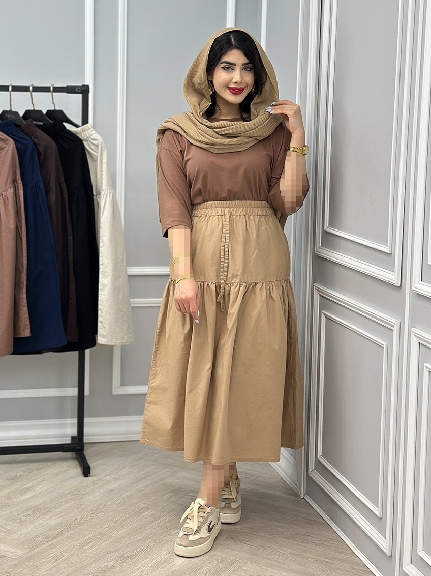 دامن لینن سیمگون  1