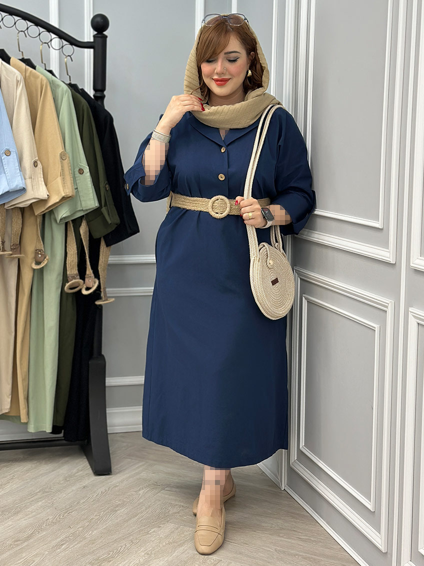 پیراهن لینن سادین کد : 2377