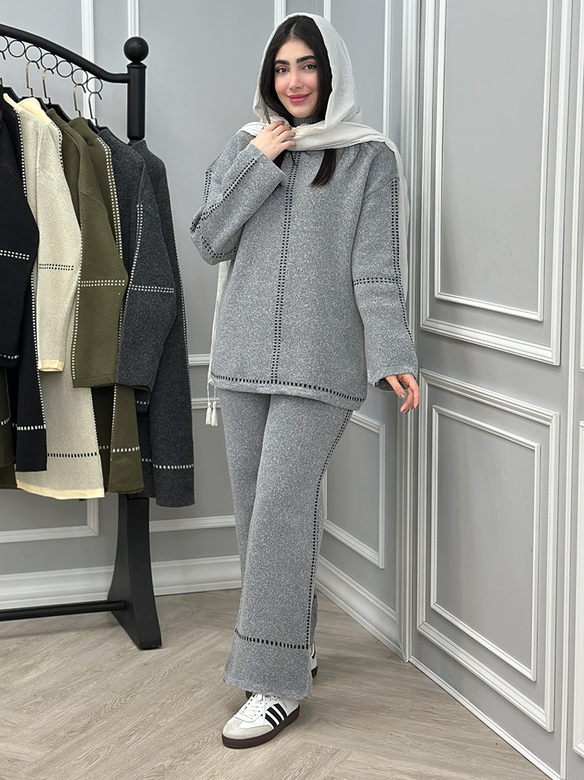 ست بافت و شلوار نقطه کد : 9055