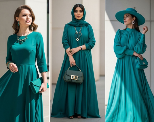 لباس زنانه به رنگ سال ۲۰۲۶ فیروزه‌ای